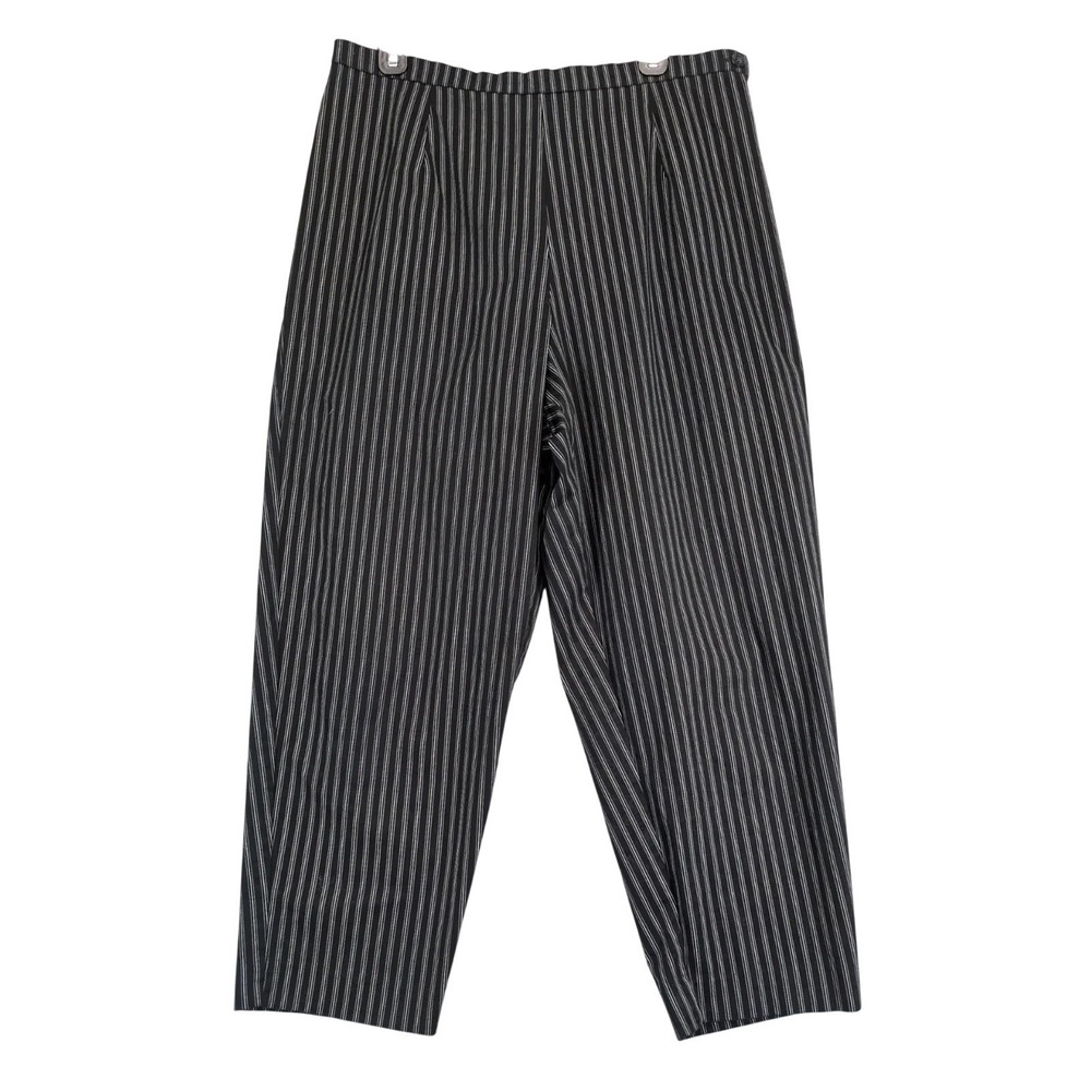 Vintage‎ 90s Briggs Striped Black Crop Pants Womens 16 33x24" Side Zip USA Made